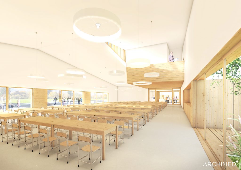 Nowoczesne wnętrza projektowanej szkoły w Julianowie – wizualizacja ARCHIMED